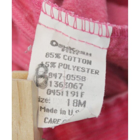 VTG Oshkosh Pink Corduroy Overalls Bubble Romper Girls 18 months Flowers Winter - Picture 6 of 8